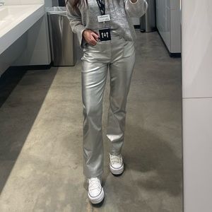 Abercrombie Silver Leather Pants - size 25 short